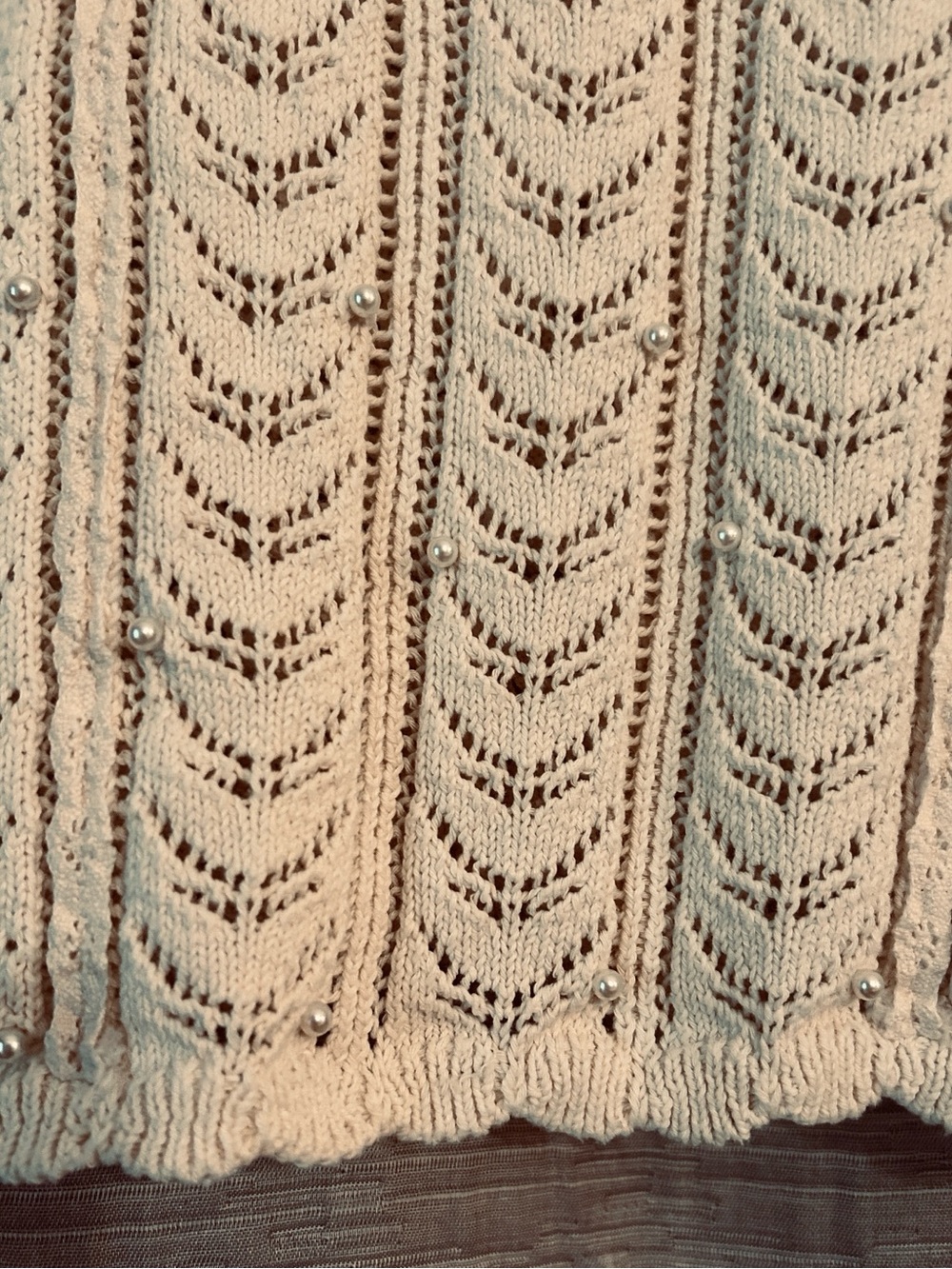 Zara Open-Knit Button Front Short Sleeve Cardigan. Size Large - Picture 8 of 12